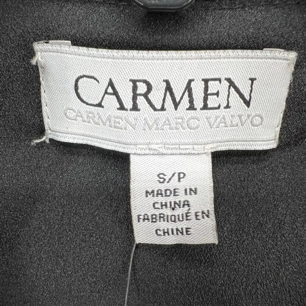 Carmen Marc Valvo Top Womens S Black Chiffon Ruffle‎ Lightweight Coquette Blouse - Picture 11 of 16